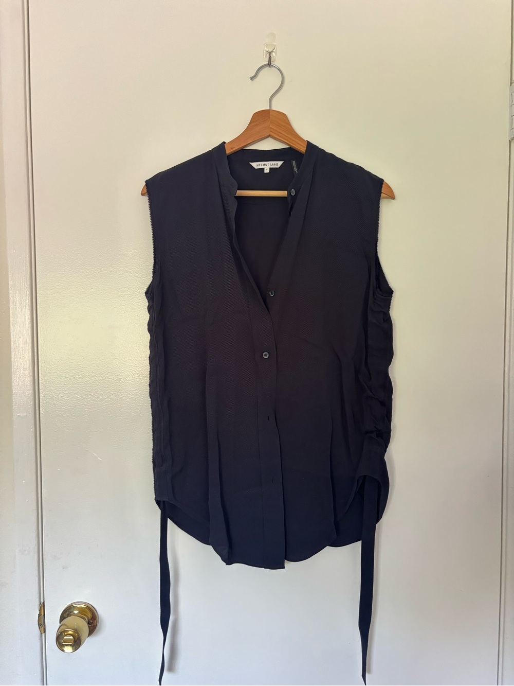 Helmut Lang Black Sleeveless Button-Front Blouse